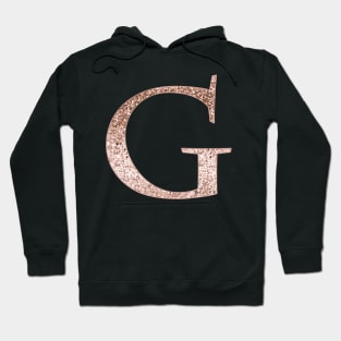 G rose gold glitter monogram letter Hoodie